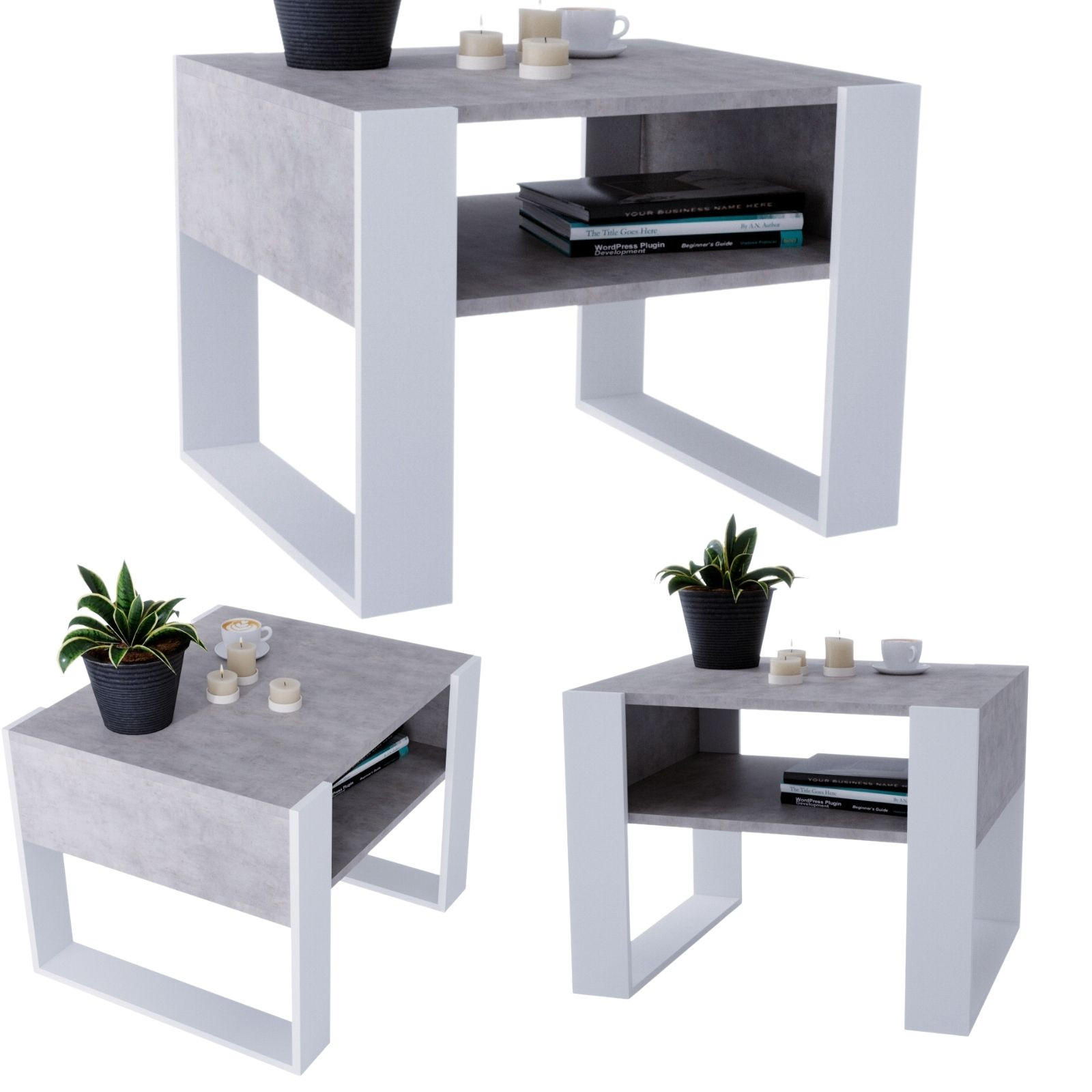 COUCHTISCH Holzwerkstoff rechteckig stabil Grau 45/53,6/65cm - Weiß/Grau, Holzwerkstoff (53.6/65/45cm) - CraftPAK