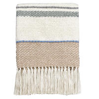 DECKE Mehrfarbig Beige Bouclé - Pastellblau/Multicolor, Textil (125/150cm) - Malagoon