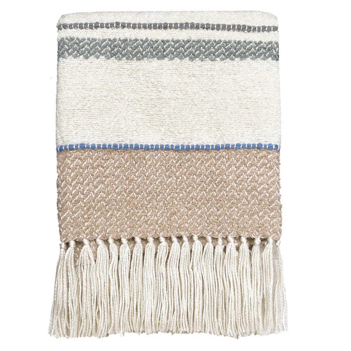 DECKE Mehrfarbig Beige Bouclé - Pastellblau/Multicolor, Textil (125/150cm) - Malagoon