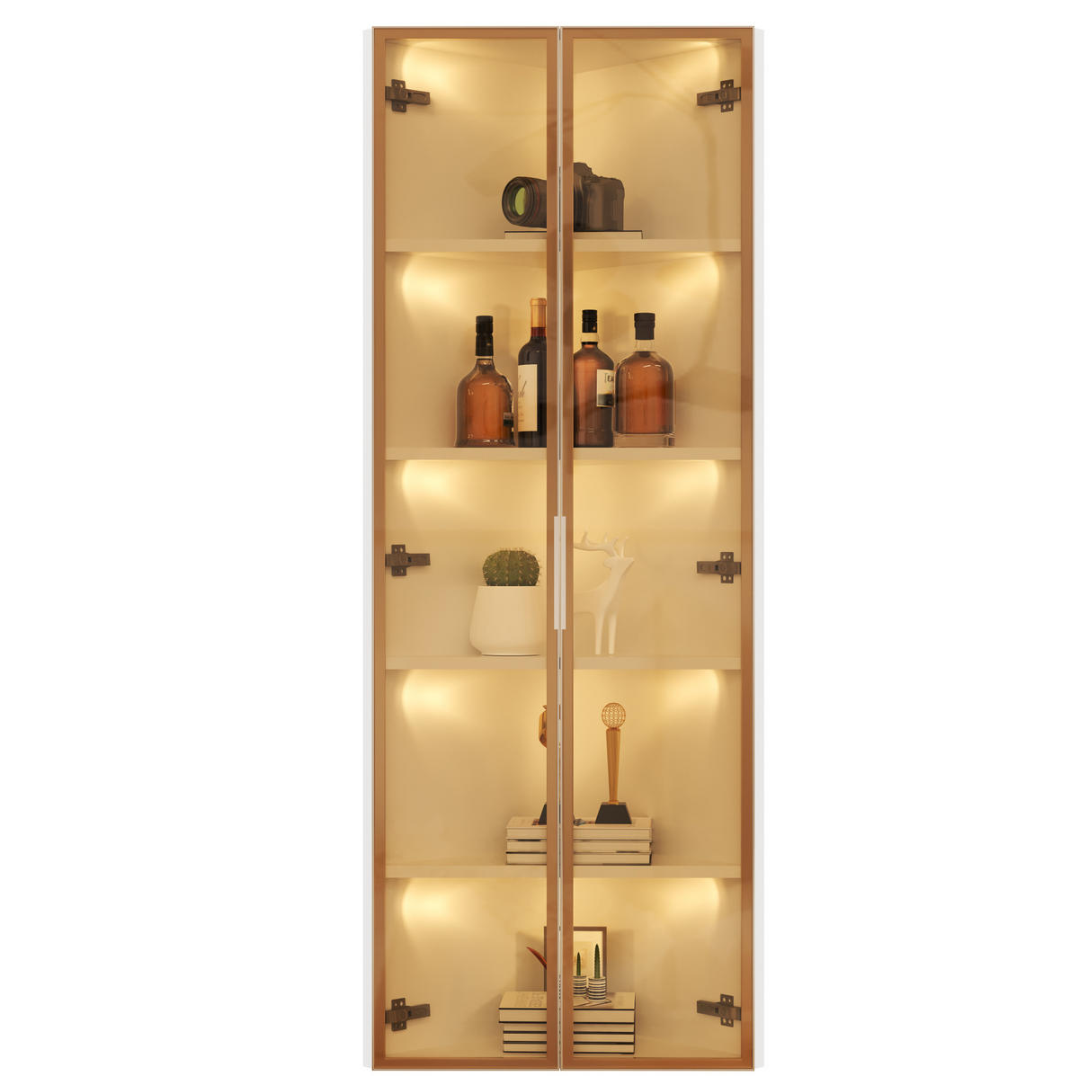 HIGHBOARD 62/35/160 cm in Weiß mit LED-Beleuchtung und Sicherheitsglas - Weiß, Holzwerkstoff (62/160/35cm) - Flora Grace