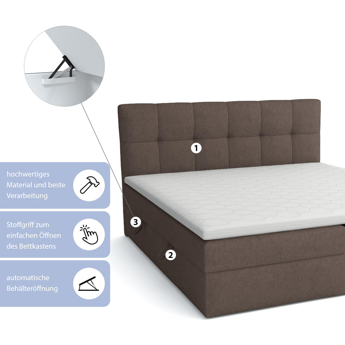 BOXBETT Doppelbett Corino Braun 160x200 cm - Braun, Naturmaterialien (160/200cm)