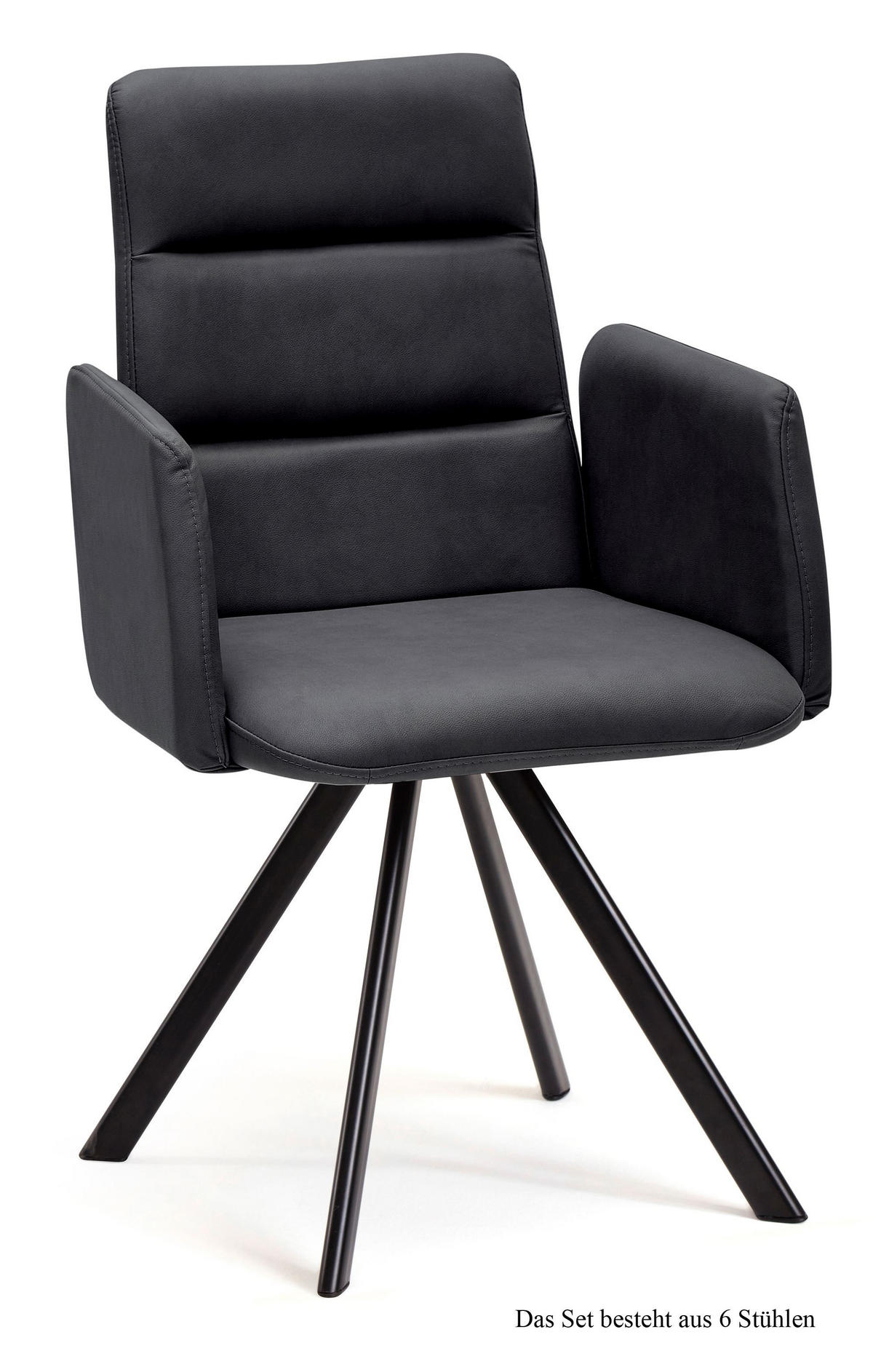 ARMLEHNSTUHL (6er-Set) Deane 52x92x60 Schwarz/Anthrazit - Anthrazit/Schwarz, Kunststoff (60/92/52cm) - 58aufmkessel