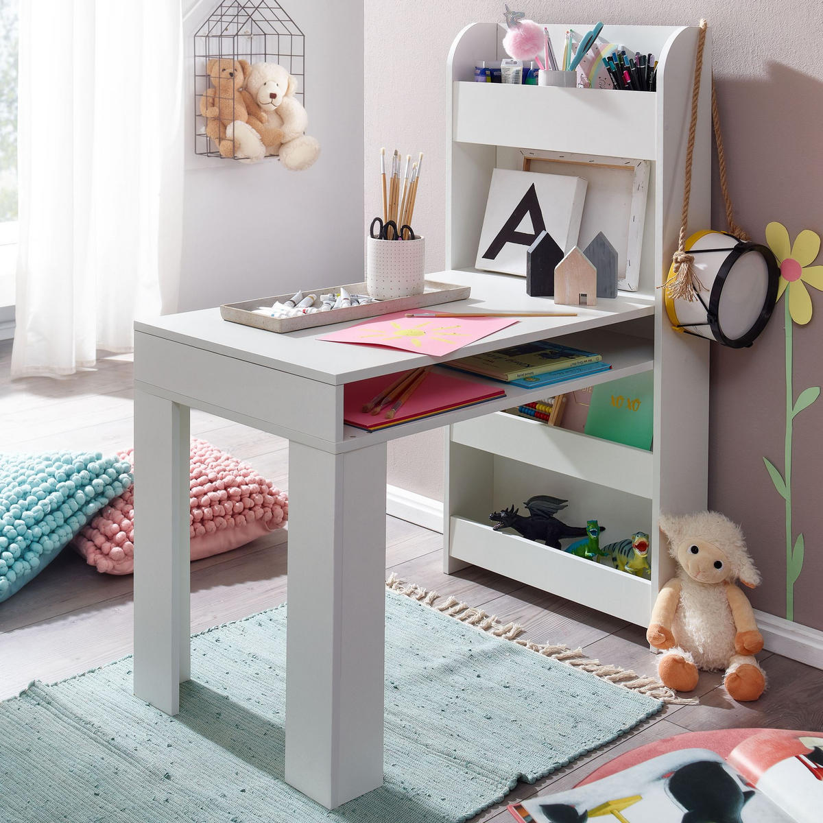 KINDERSCHREIBTISCH WIELAND Weiß - Weiß, Holzwerkstoff (50/90/110cm) - tinkaro