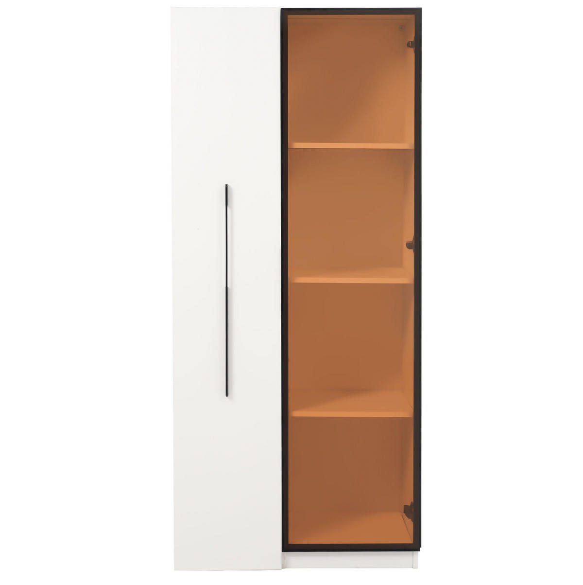 VITRINE aus MDF 70x40x160 cm Weiß mit LED-Beleuchtung, ausziehbarem Bücherregal und Rollen - Weiß, Holzwerkstoff (70/160/40cm) - IVMEU