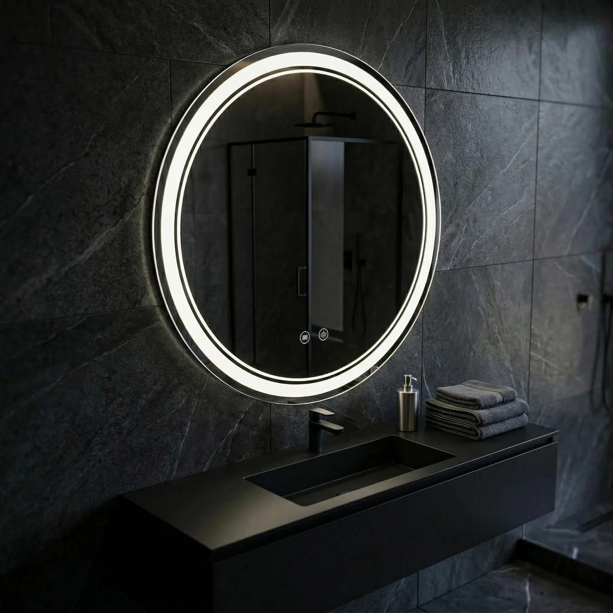 SPIEGEL Rea Led Soft 80 - Transparent, Glas (80/80/2.5cm) - REA