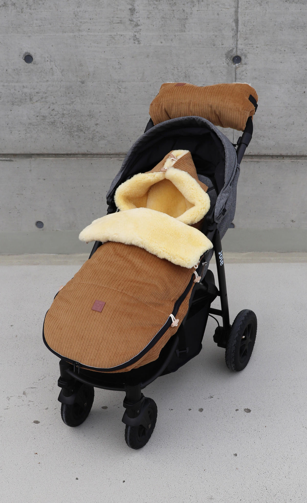LAMMFELL-FUSSSACK Filius Cord, camel - Hellbraun, Fell (46/6/100cm) - Kaiserbaby