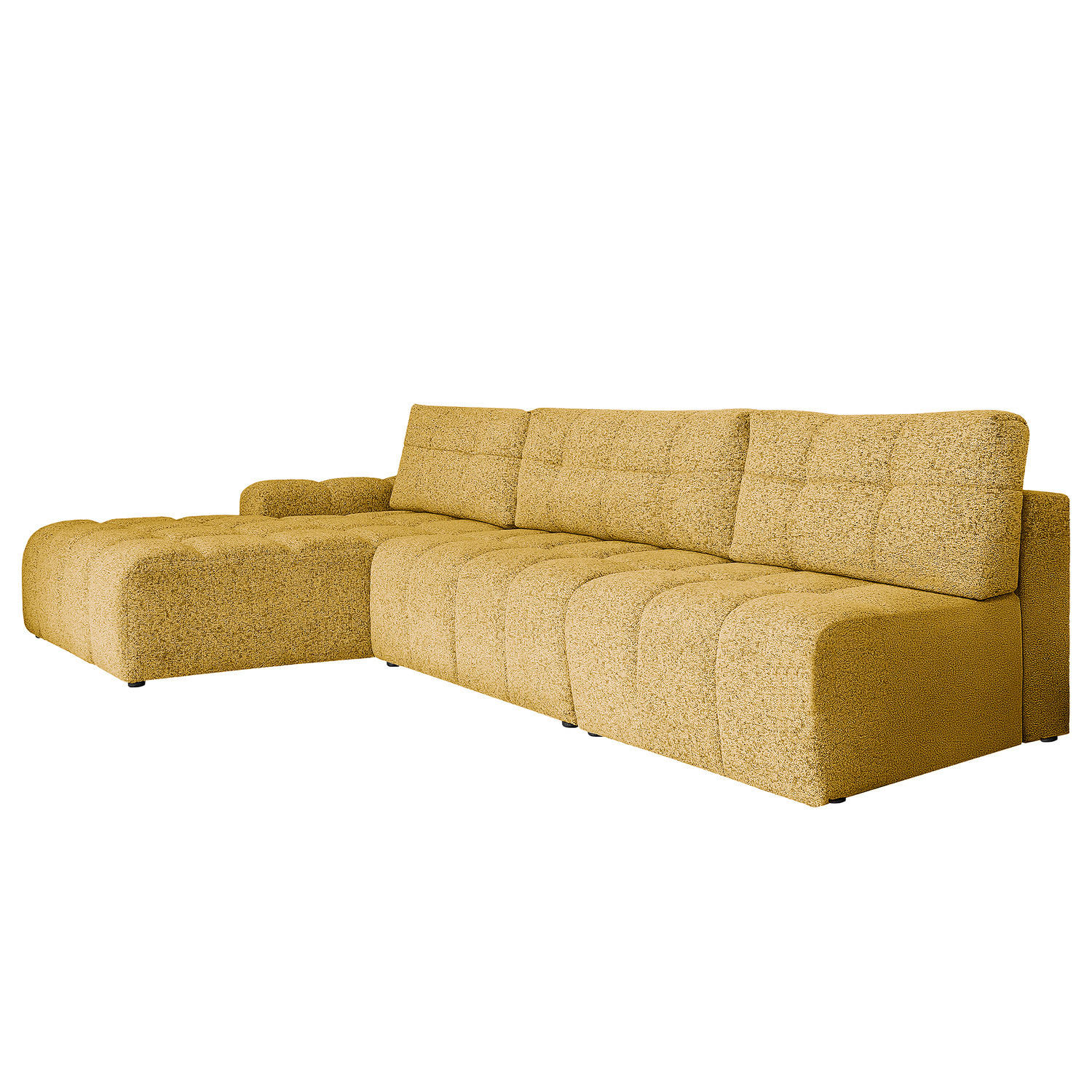 ECKSOFA mit Schlaffunktion - Strukturstoff - Beige/Gelb, Kunststoff/Textil (338/184cm) - home24