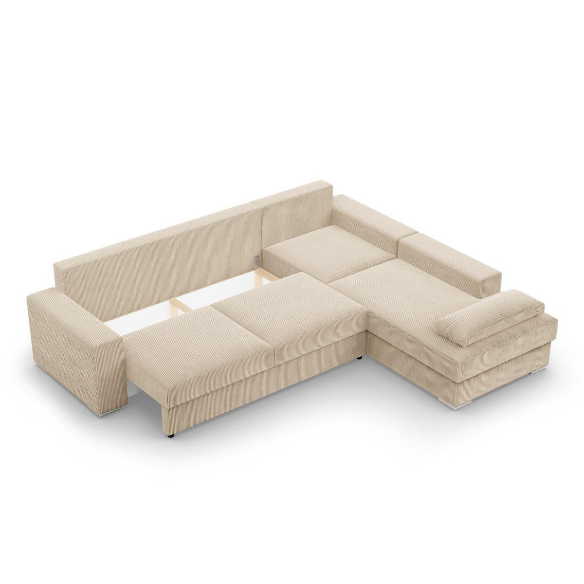 ECKSOFA MIT SCHLAFFUNKTION VELANO Beige - Beige, Textil (231/287cm) - Mebligo