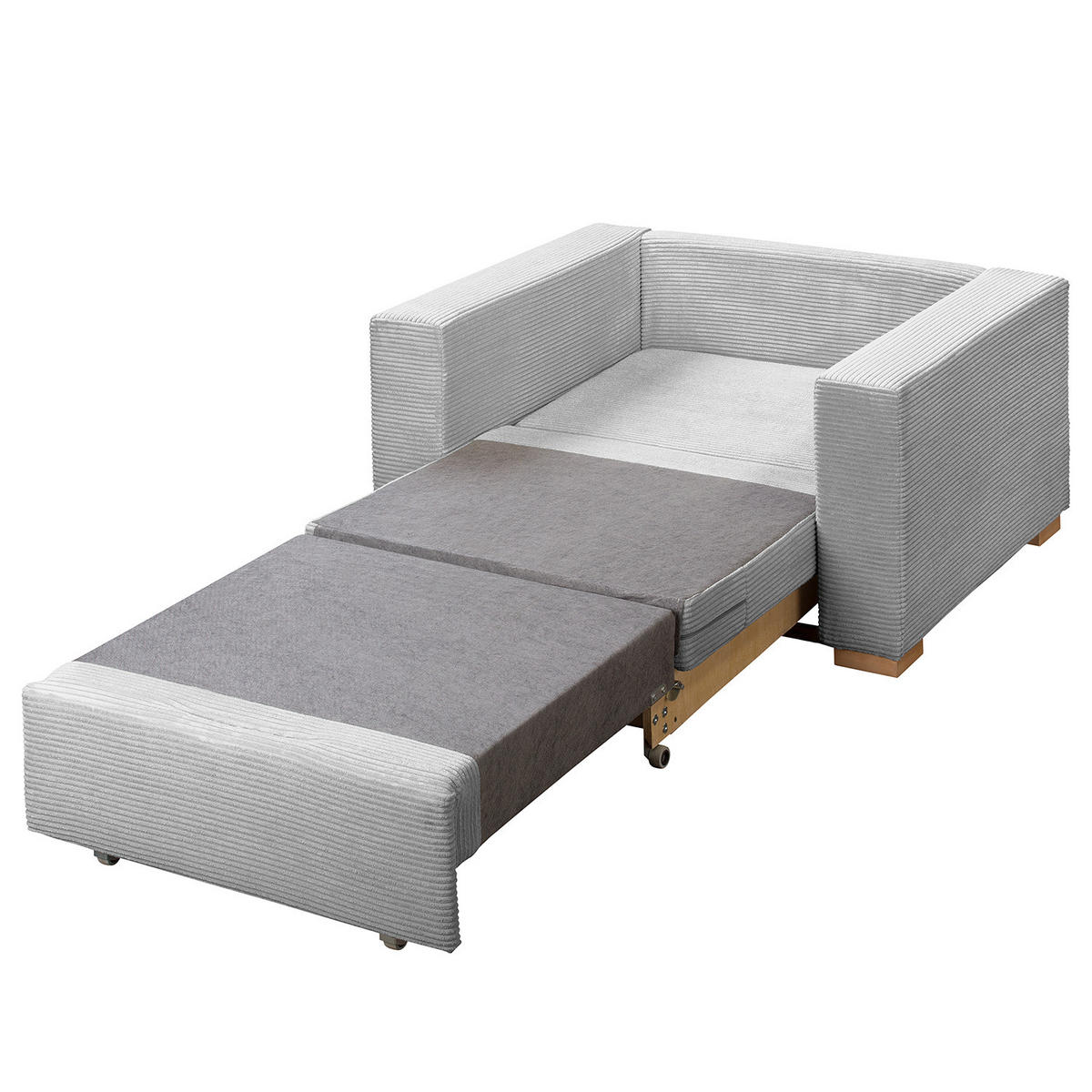 SCHLAFSESSEL - Buchefarben/Hellgrau, Buchenholz/Textil (110/90/90cm) - home24