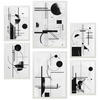 POSTER Set Mit 6 Bauhaus Schwarz Weiß Linien & Formen A3 & A4 Weißer Rahmen - Weiß, Papier (29/3cm) - Nacnic
