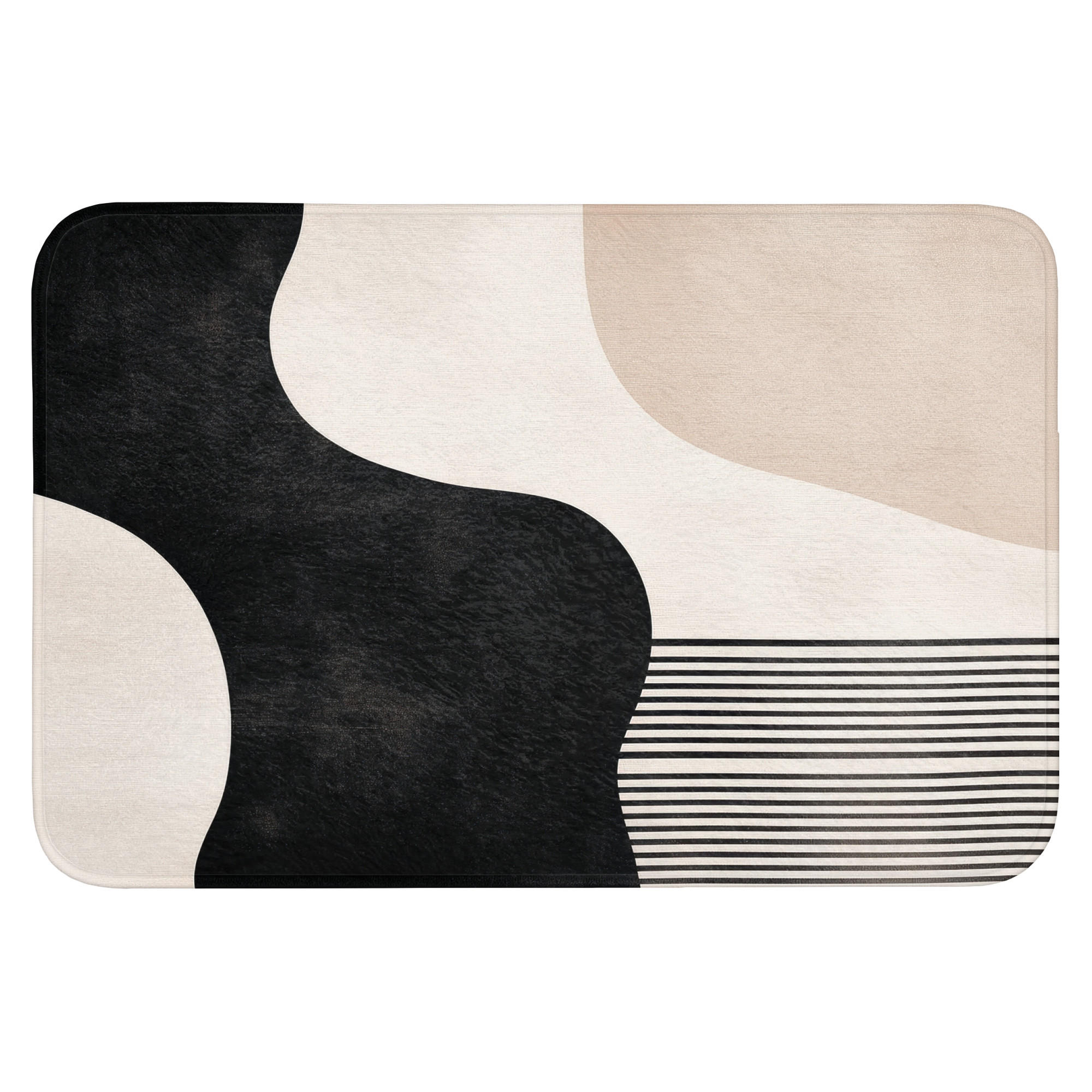 TEPIH ZA KUPAONICU Oblici 90x60 cm - bež/crna, tekstil/plastika (90/60cm) - OnlyWow