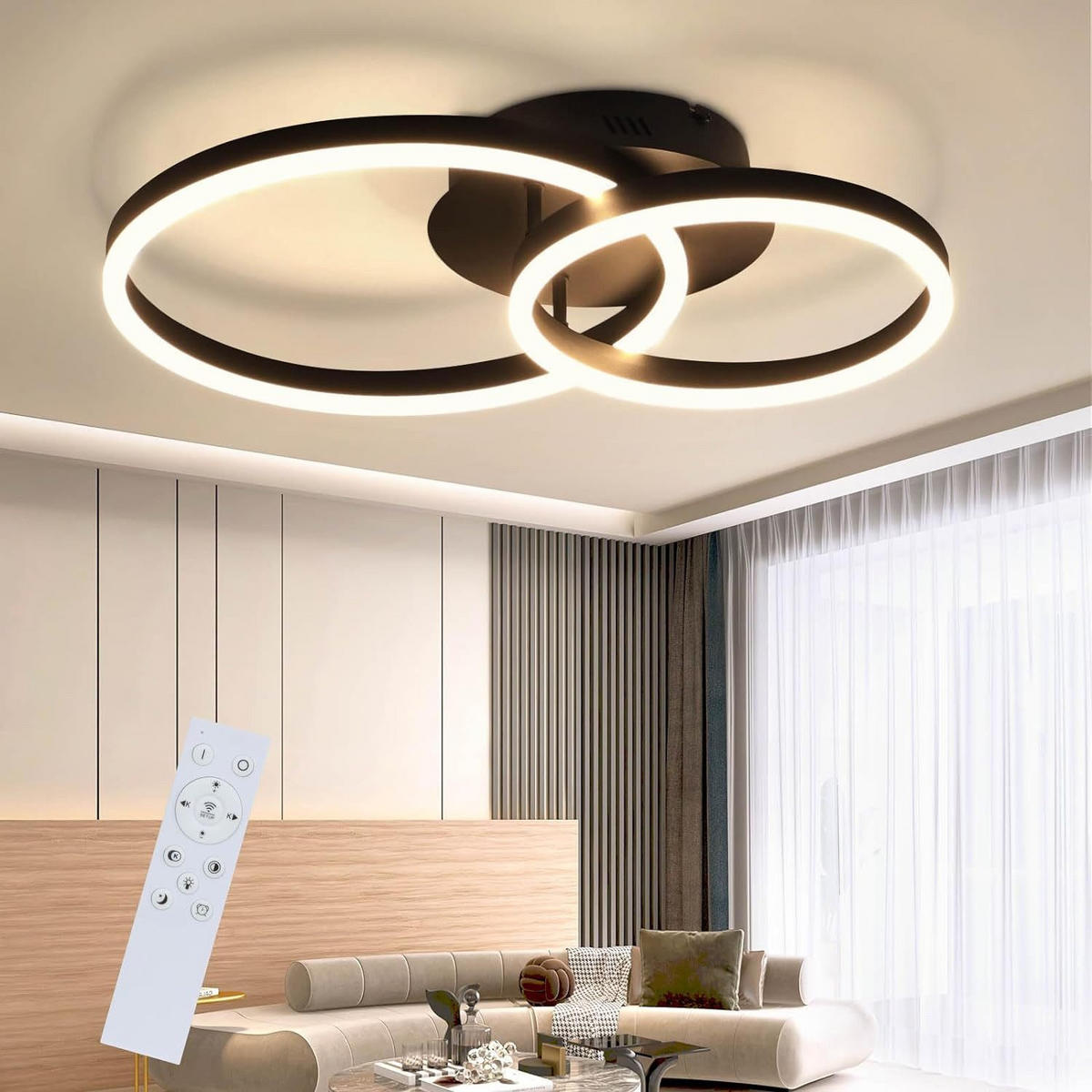 LED-DECKENLEUCHTE Puls 59/40/12 cm - Schwarz, Metall (59/40/12cm) - Nettlife