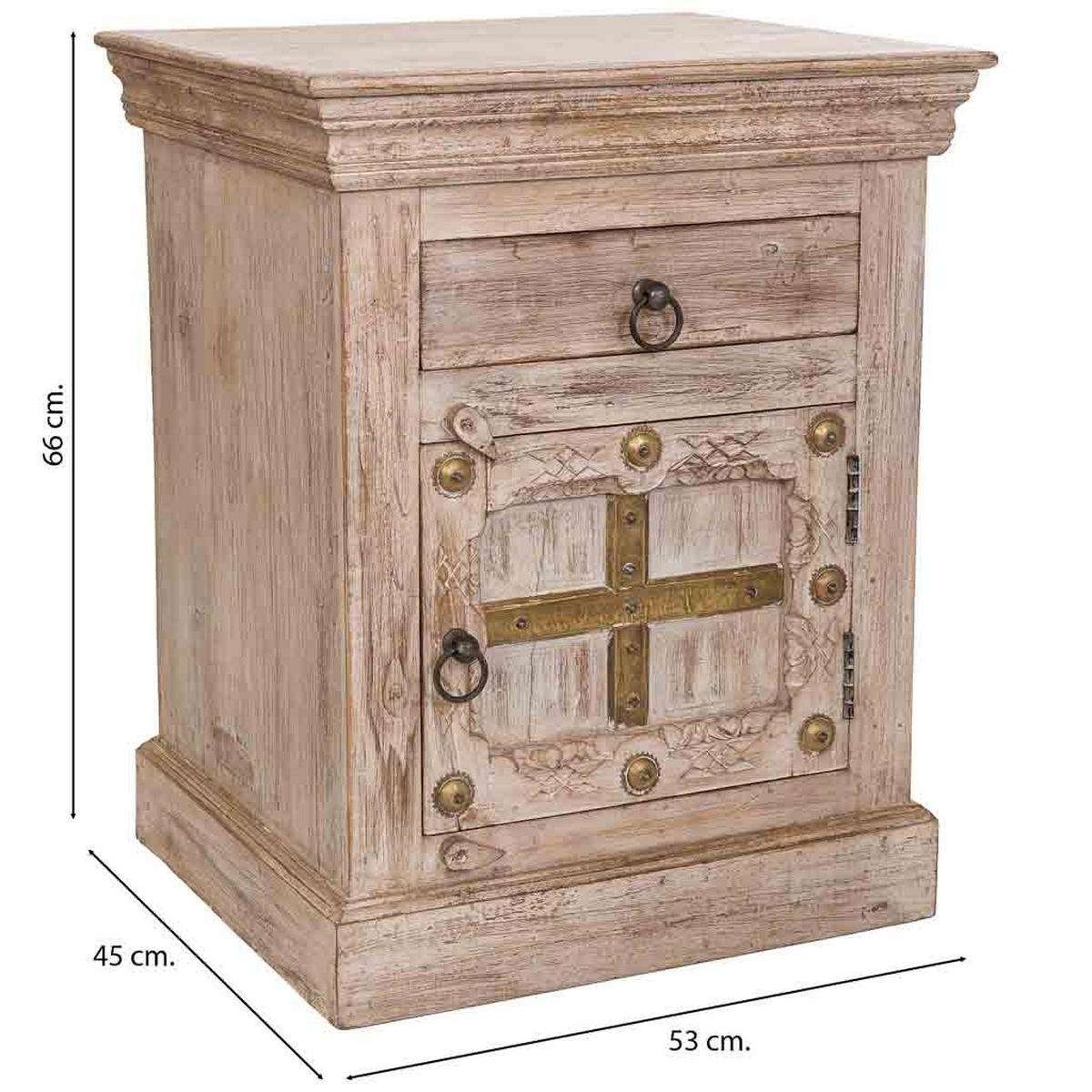 NACHTTISCH aus Holz, beige, 53x45x66cm - Beige, Holz (53/66/45cm) - Wanderlust