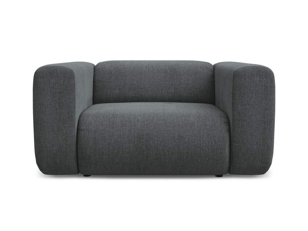 SESSEL Chenille Stoff Grau - Schwarz/Graphitfarben, Kunststoff/Textil (137/70/89cm) - Makamii