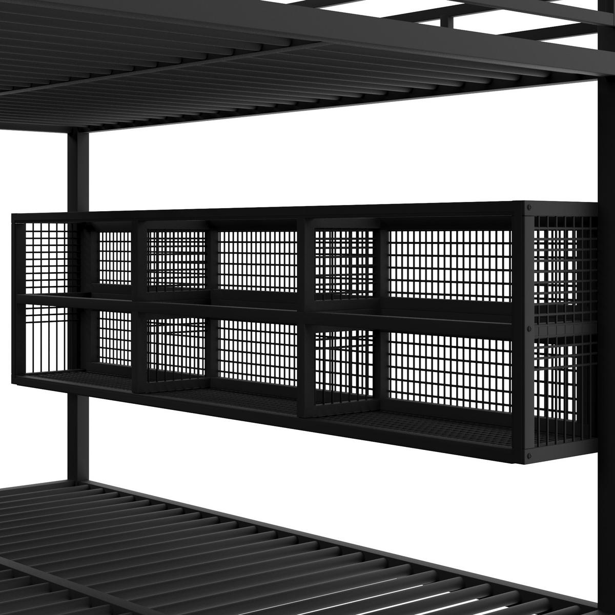 ETAGENBETT 140/200 cm in Schwarz mit 6 Schränken und LED - Schwarz, Metall (140/200cm) - CHICFURN