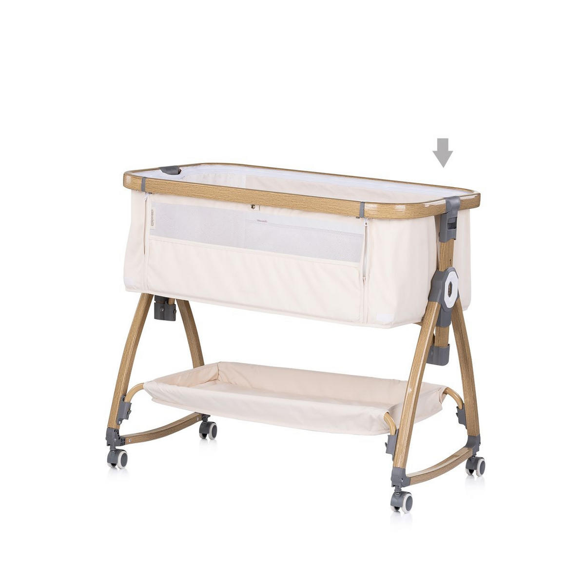 BEISTELLBETT Charisma beige 84 x 49 cm, Wiegenfunktion, höhenverstellbar, Anti-Reflux, Moskitonetz - Beige, Metall (49/84cm) - Chipolino