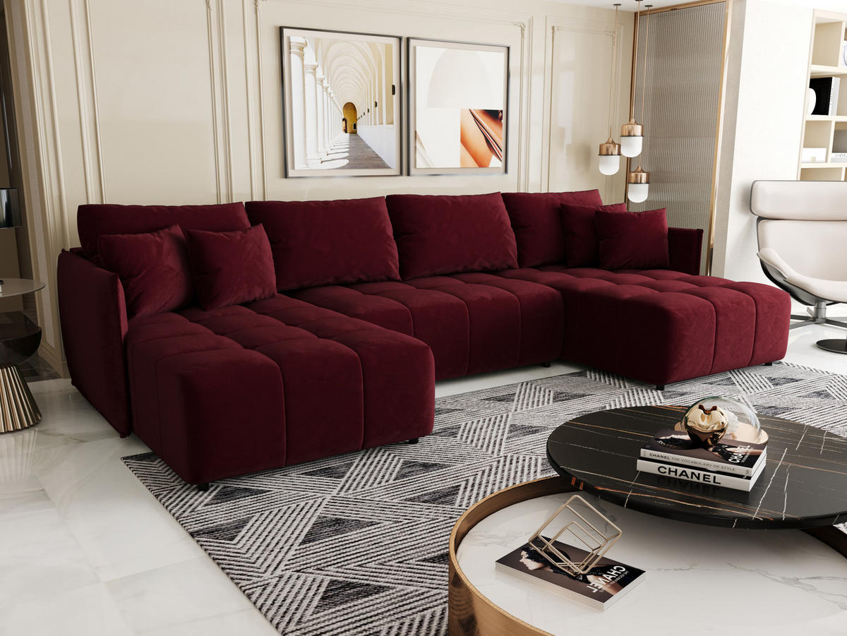 WOHNLANDSCHAFT Onil mit Schlaffunktion - Rot, Textil (342/88/190cm) - SIMKAM Furniture