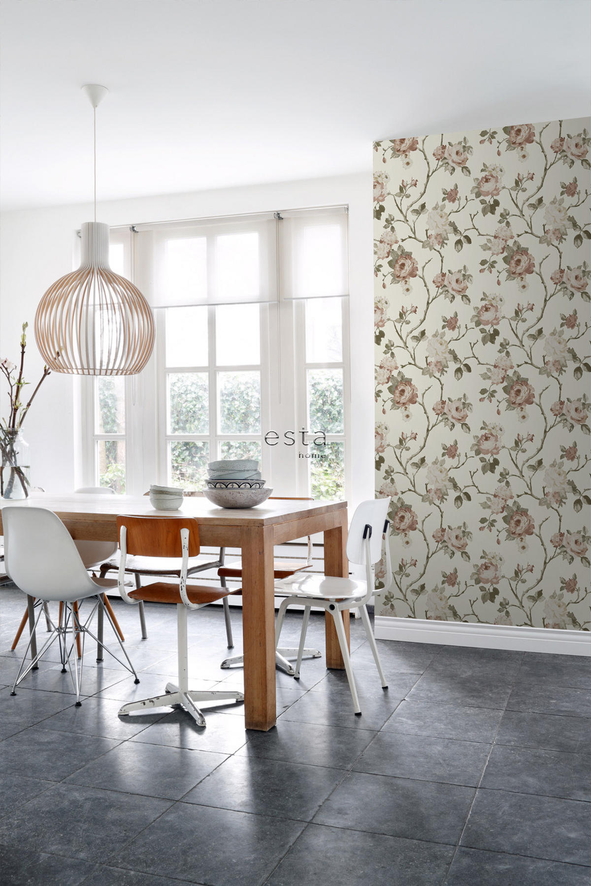TAPETE Blumenmuster 53 cm x 10.05 m - Beige, Papier (53/1000cm) - ESTAhome