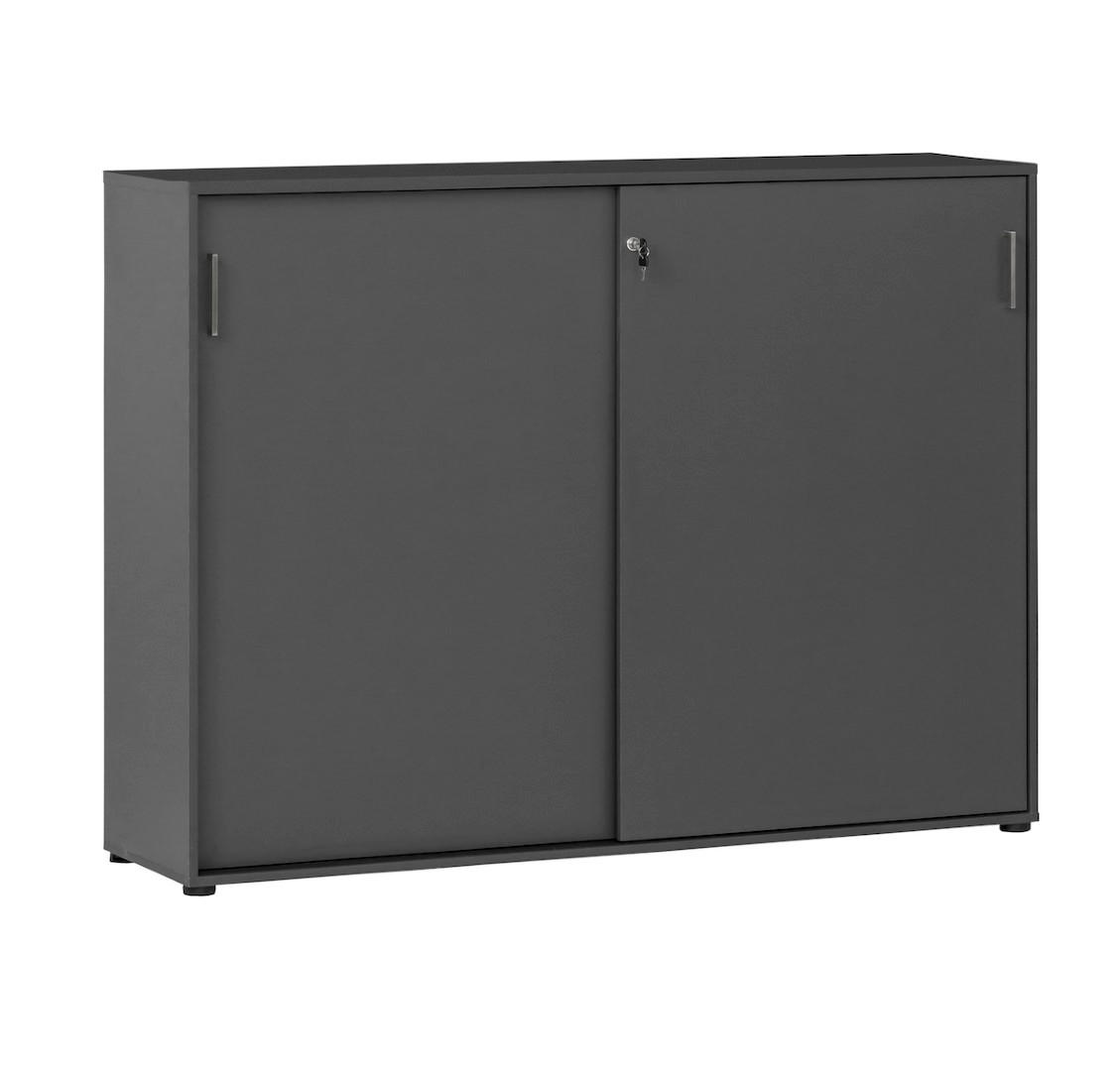 SCHIEBETÜRENSCHRANK Hippo Large 120x160x40 cm 3 Fächern & 2 Schiebetüren Anthrazit - Anthrazit, Holz (160/120/40cm) - PROREGAL