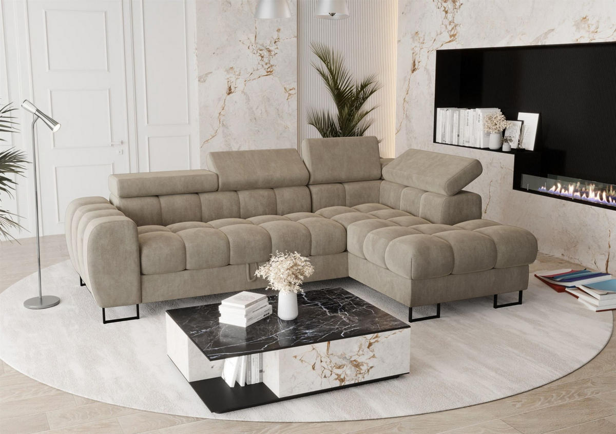 ECKSOFA Bastien Mit Schlaffunktion - Beige, Holzwerkstoff/Textil (260/170cm) - Fun Möbel