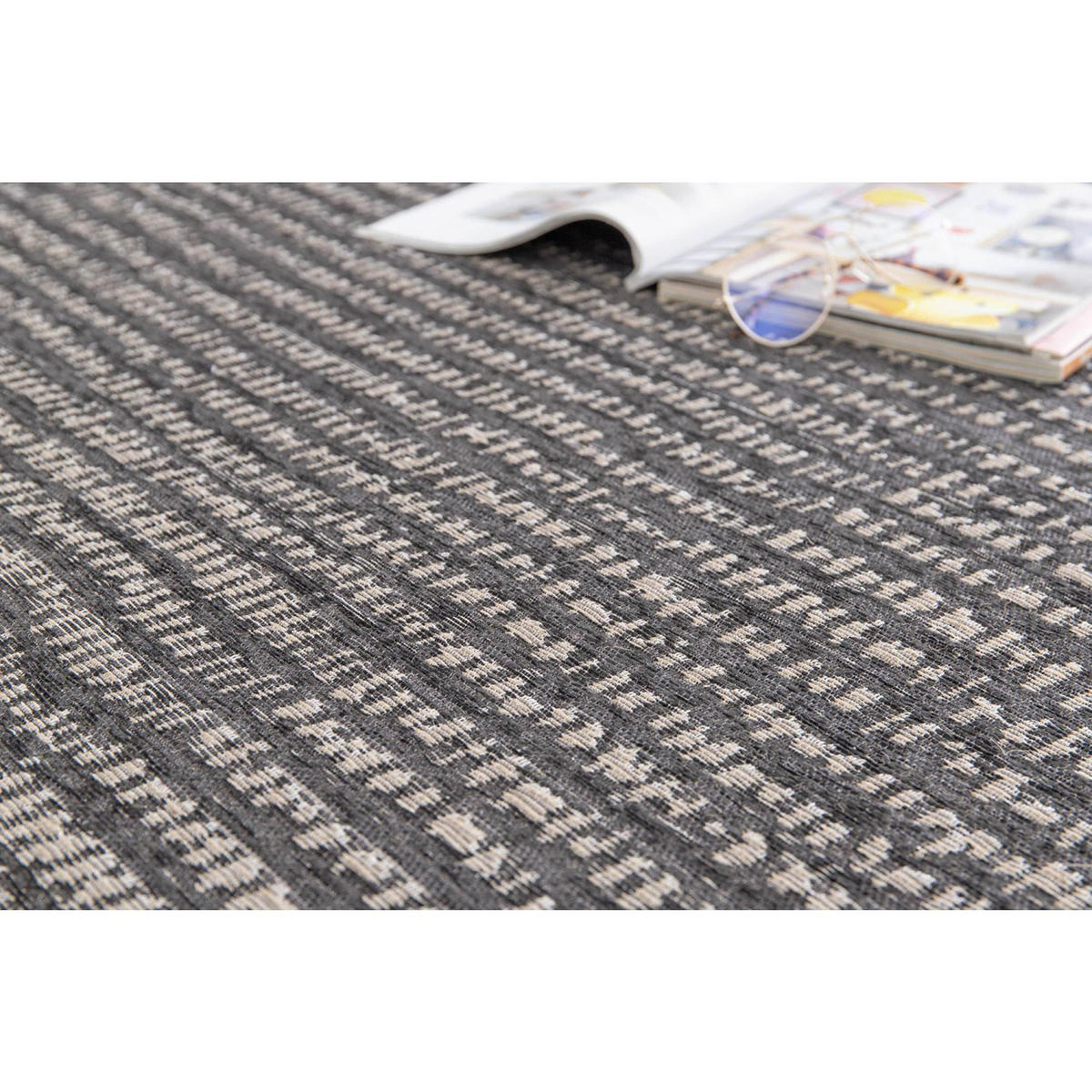 TEPPICH Tulla carbonfarben 80 x 150 x 1 cm - Schwarz, Textil (80/150cm) - Vivaraise