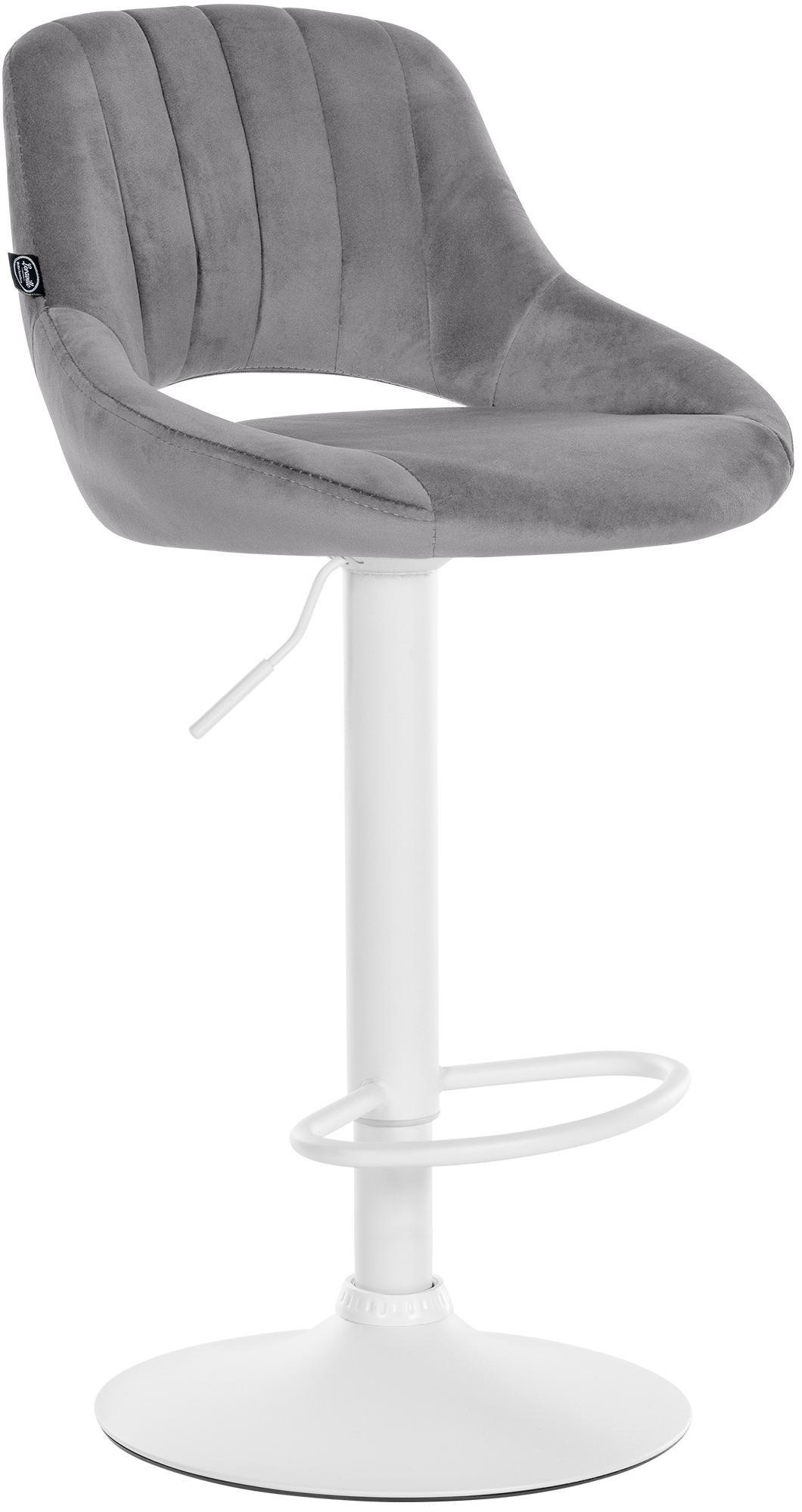 BARHOCKER Samt Dunkelgrau - Dunkelgrau/Weiß, Textil/Metall (47/85/48cm) - CLP