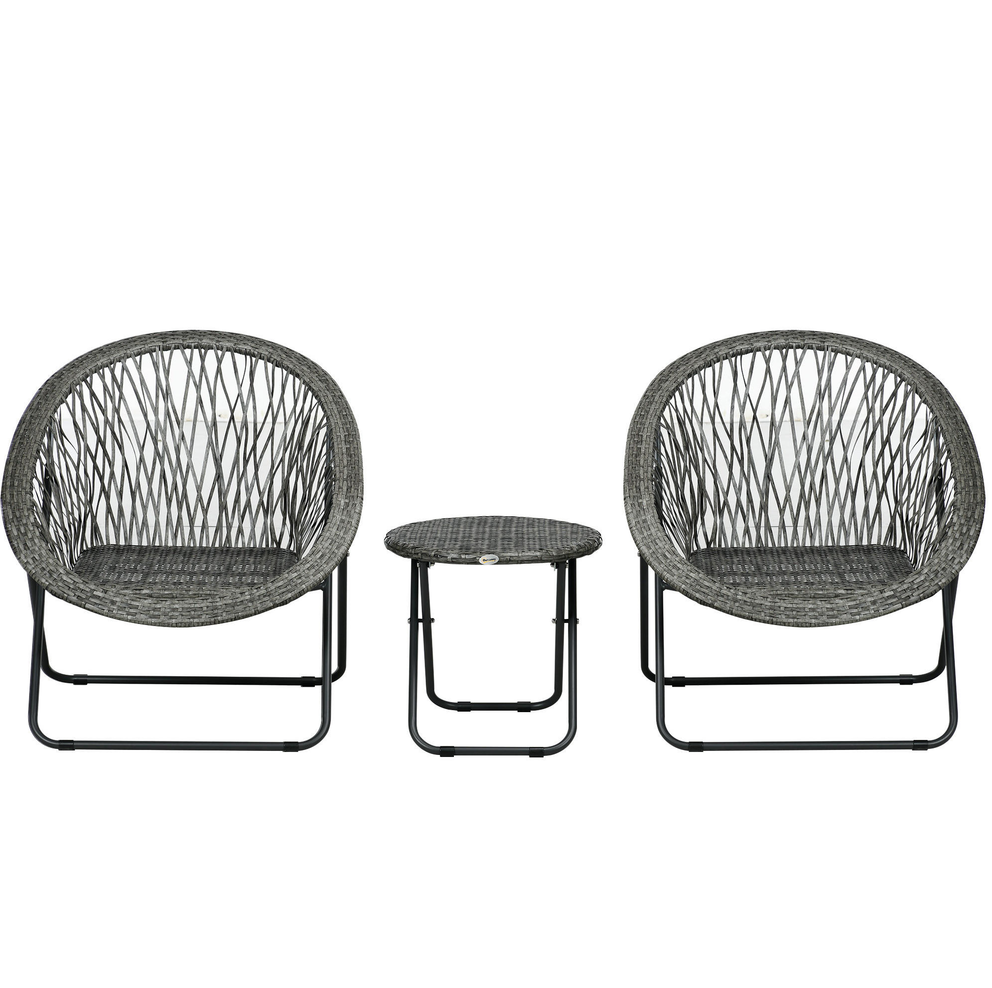 BALKONMÖBEL-SET 76/77/78 cm grau aus Kunstrattan mit klappbarem Tisch und 2 Stühlen - Grau, Naturmaterialien (77/78/76cm) - OKWISH