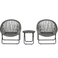 BALKONOVÝ set 76/77/78 cm šedý z umělého ratanu a oceli se skládacím stolkem a 2 židlemi - šedá, přírodní materiály (77/78/76cm) - OKWISH