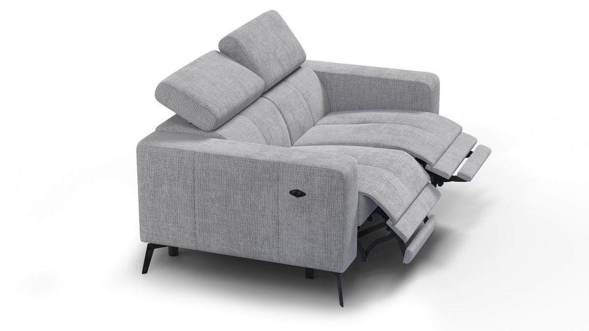 RELAXSOFA MORELLO 2-Sitzer, hellgrau, 2 x Relax Zero Gravity - Hellgrau, Holz/Textil (164/82/103cm) - Courtois Laville
