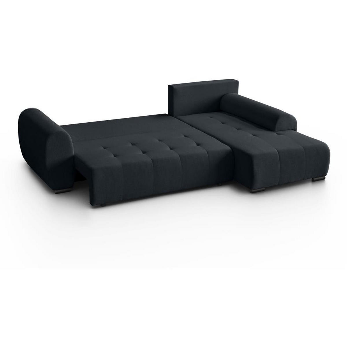 ECKSCHLAFSOFA Diana mt Bettkasten schwarz rechts - Schwarz, Textil (255/175cm) - Beautysofa