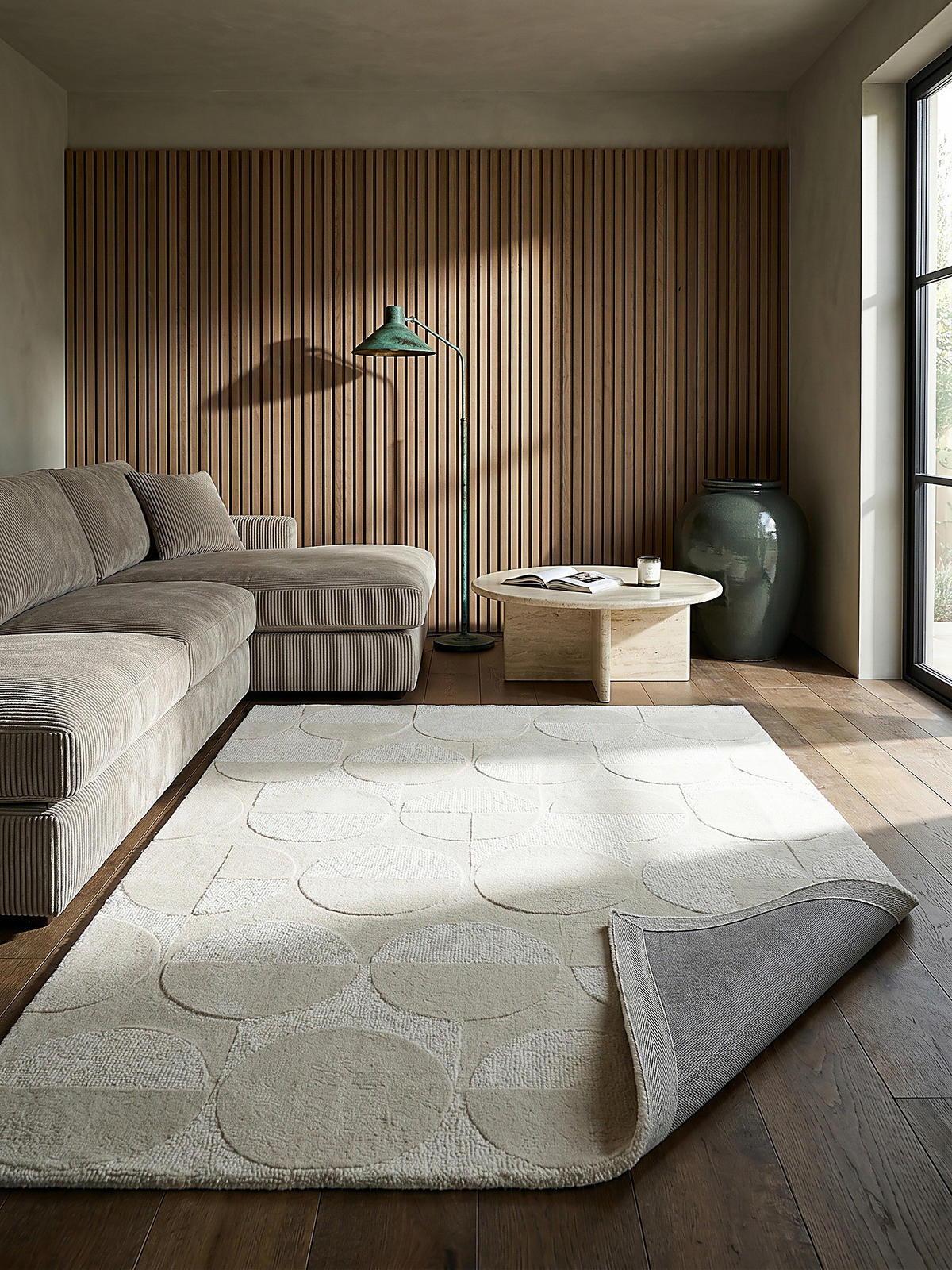WOLLTEPPICH DEBEN, geometrisch, aus Wolle, Elfenbein, 120 x 170 cm - Beige, Textil (120/170cm) - KADIMA DESIGN