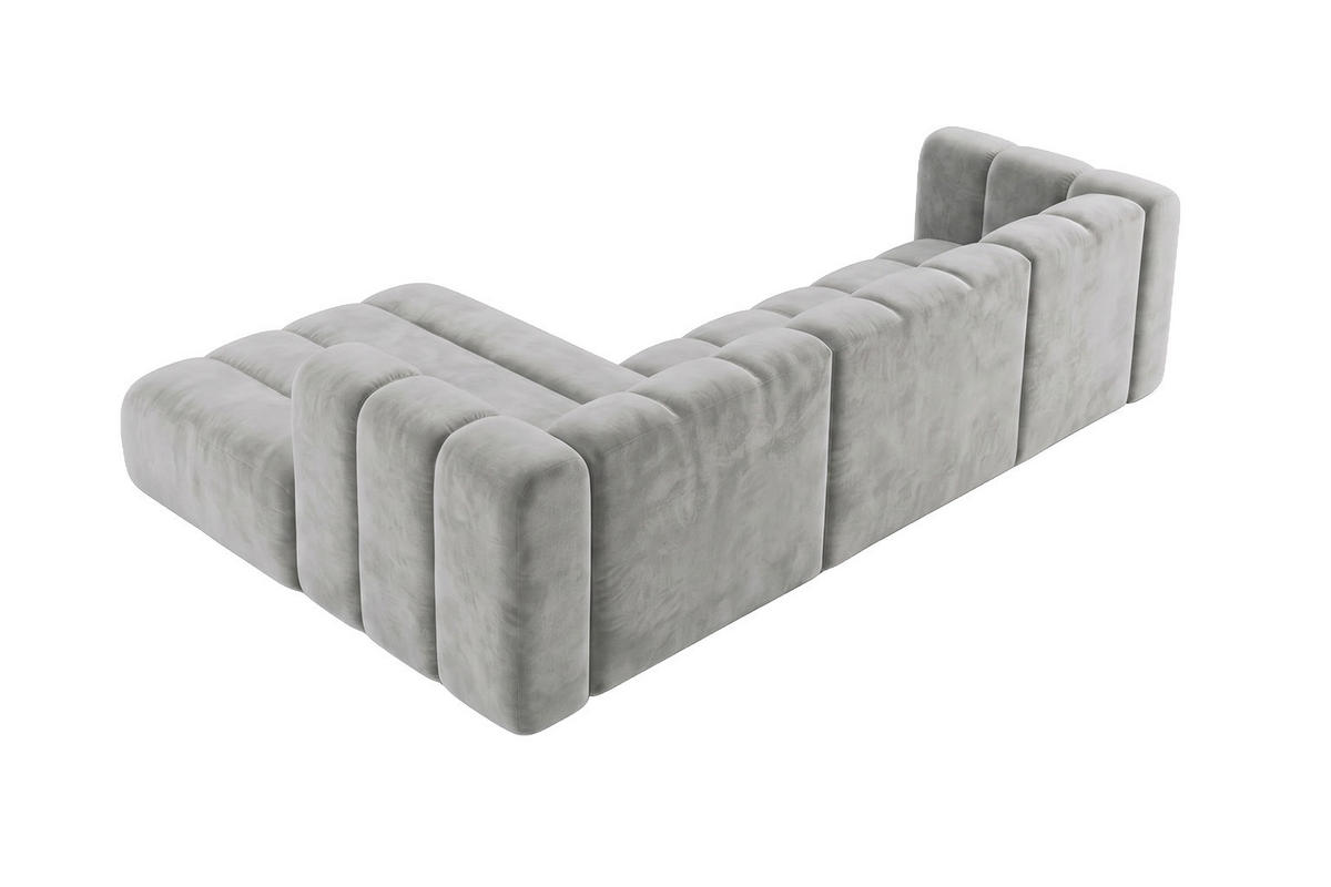 ECKSOFA Modulares In L-Form, Velvet-Stoff Riviera, Grau, Links, GRAND 287 cm - Grau, Holz (287/179cm) - Kaiser Möbel
