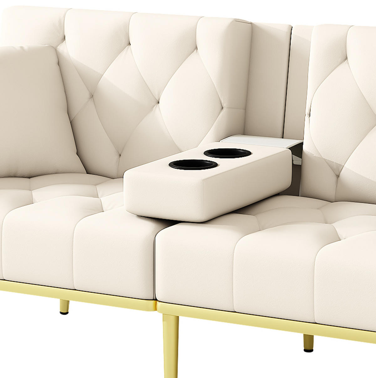 SCHLAFSOFA mit Liegefunktion 175 x 80 x 73,5 cm Samt Beige - Beige, Kunststoff (175/73.5/80cm) - Meubliv