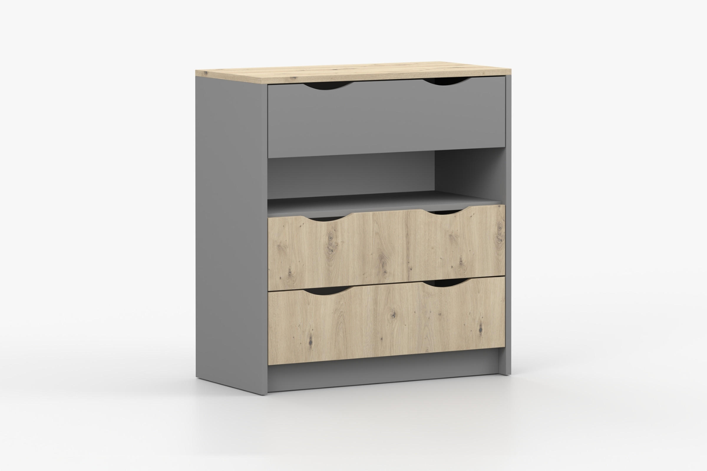 KINDERKOMMODE JUMI 80/91/41 cm in Grau/Eiche Artisan - Eiche Artisan/Grau, Holzwerkstoff (80/91/40cm) - Deine Möbel 24