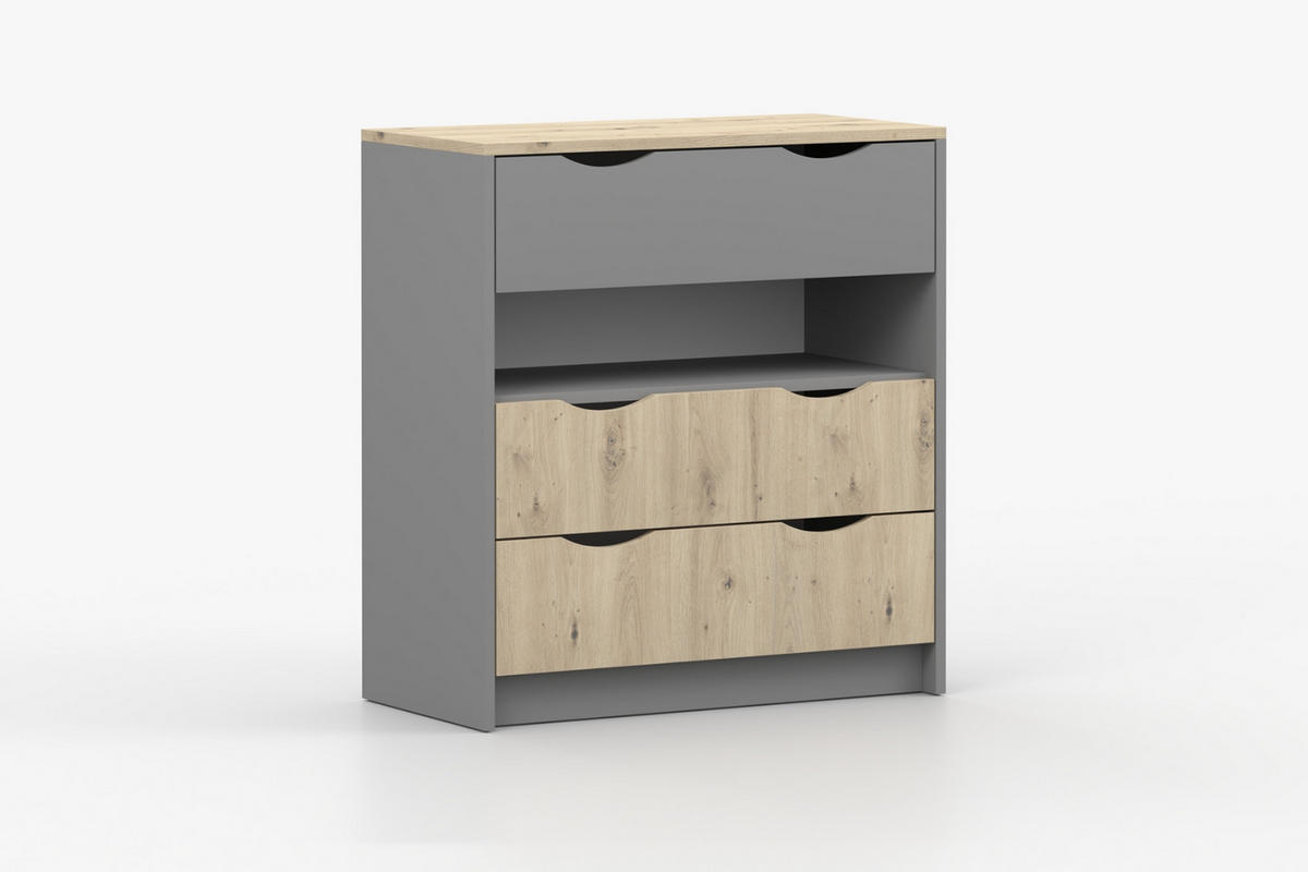 JUGENDZIMMER-SET JUMI A 4-teilig in Grau/Eiche Artisan - Eiche Artisan/Grau, Holzwerkstoff (364/193/205cm) - Deine Möbel 24