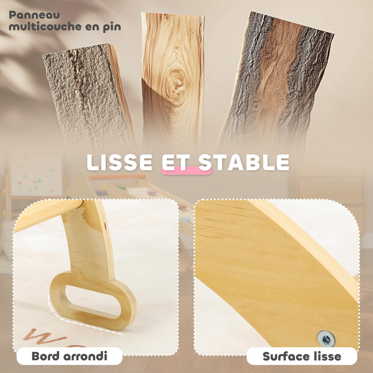 KLETTERBOGEN DE-18386 2-in-1 als Schaukelstuhl mit Griffen Naturholz - Naturfarben, Holzwerkstoff (42/68cm) - ComfortXL