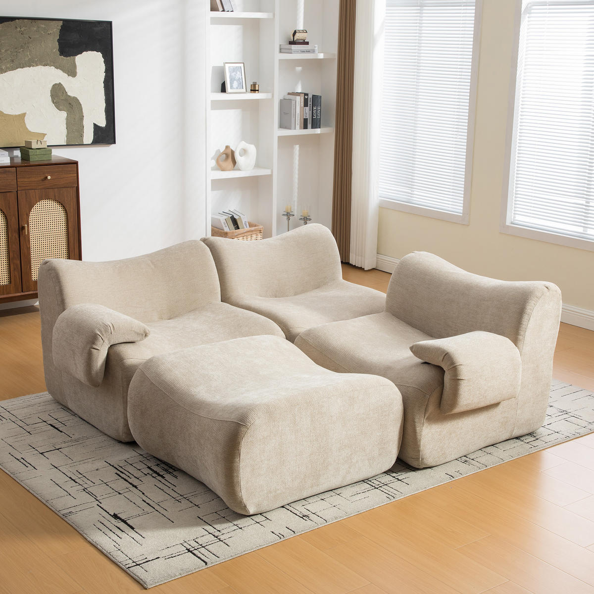 ECKSOFA Chenille Light Khaki ohne Montage - Hellbraun, Textil (284.5/181cm) - WISHDOR