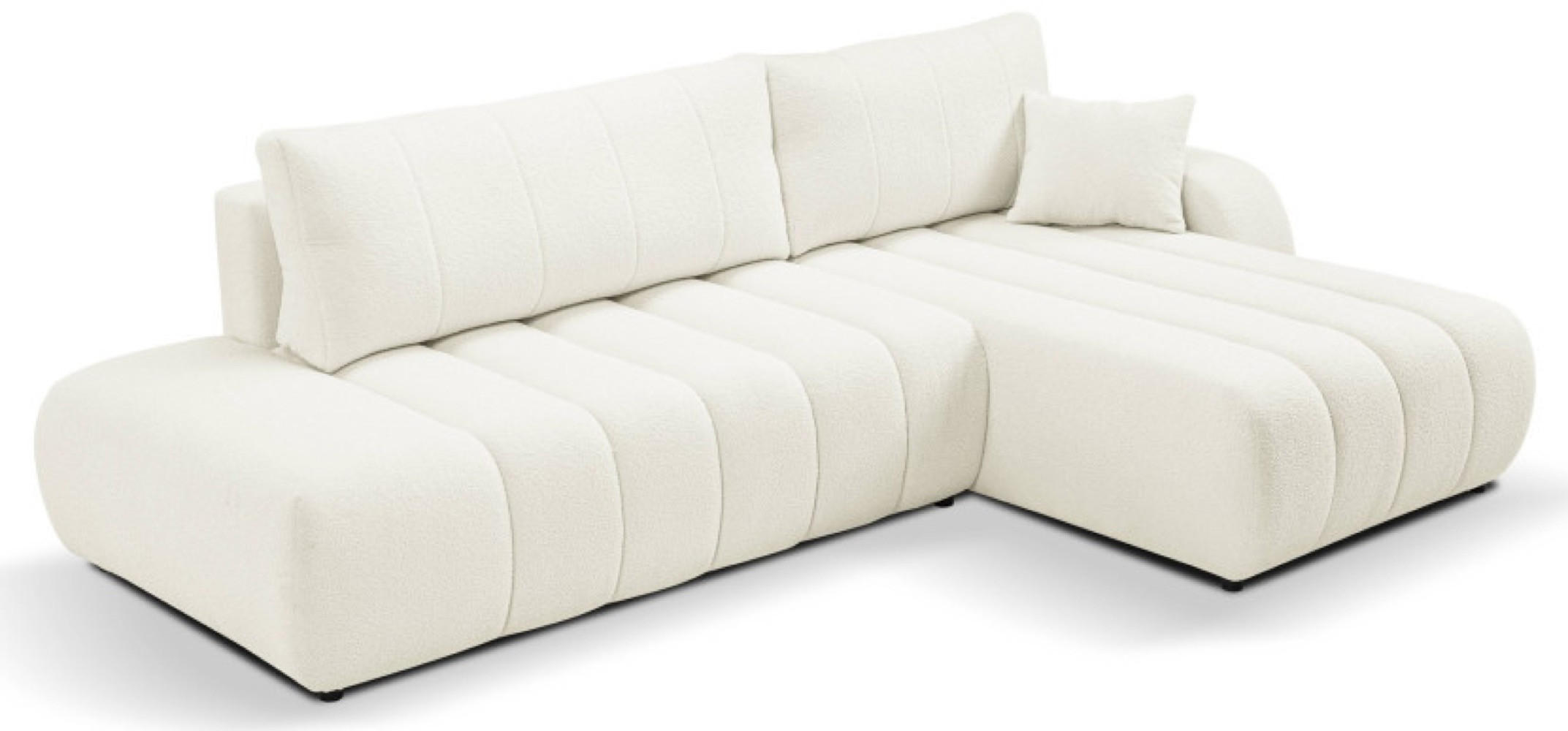 ECKSOFA Creme ALOO Mit Schlaffunktion Rechts Stoff Bouclé - Ecru/Creme, Textil (176/276cm) - Sepro Meble