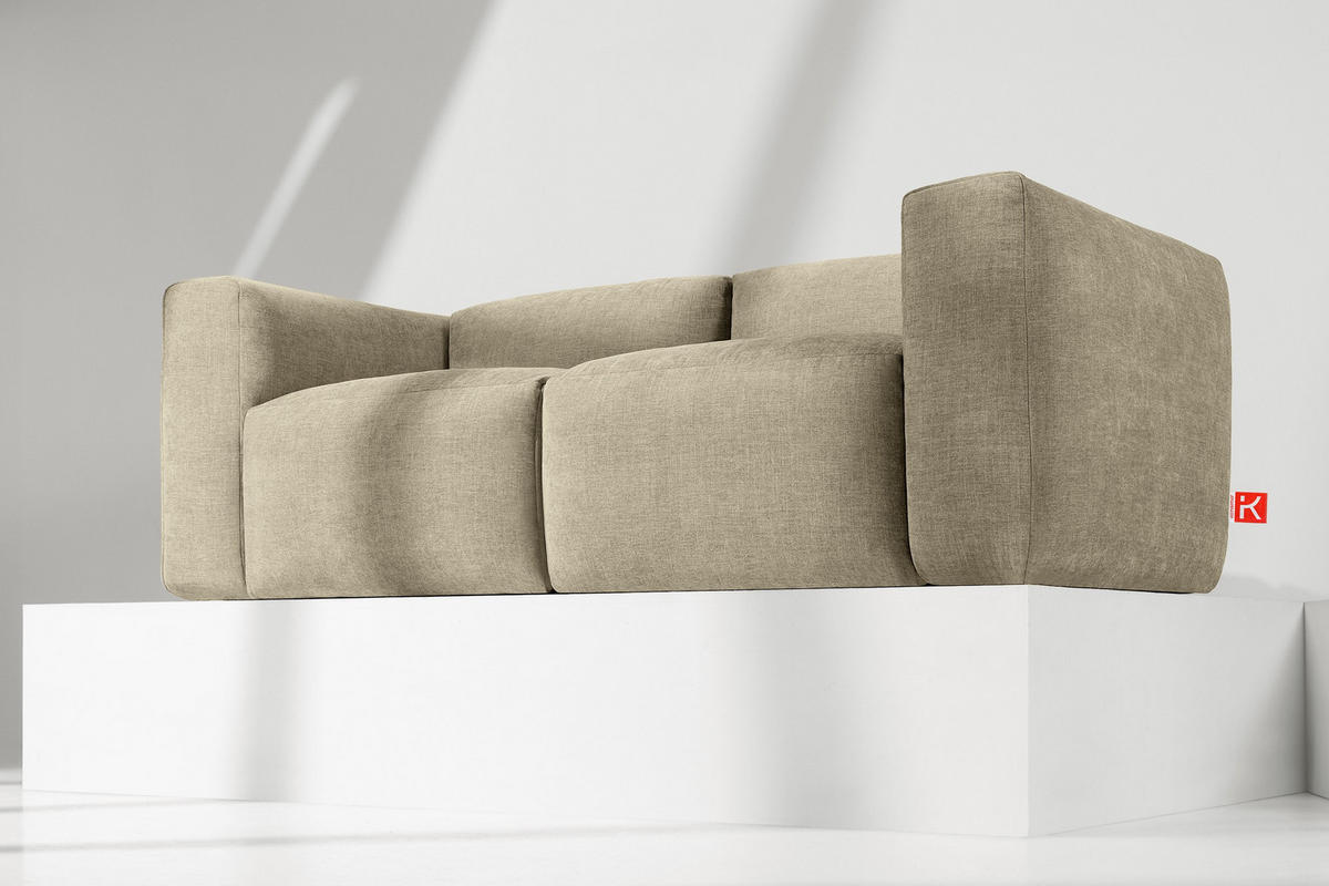 2-SITZER-MODULSOFA BUFFO mit extrem weicher und bequemer Sitzfläche, Gewebestoff, sandfarben - Sandfarben, Textil (210/73/96cm) - KONSIMO®