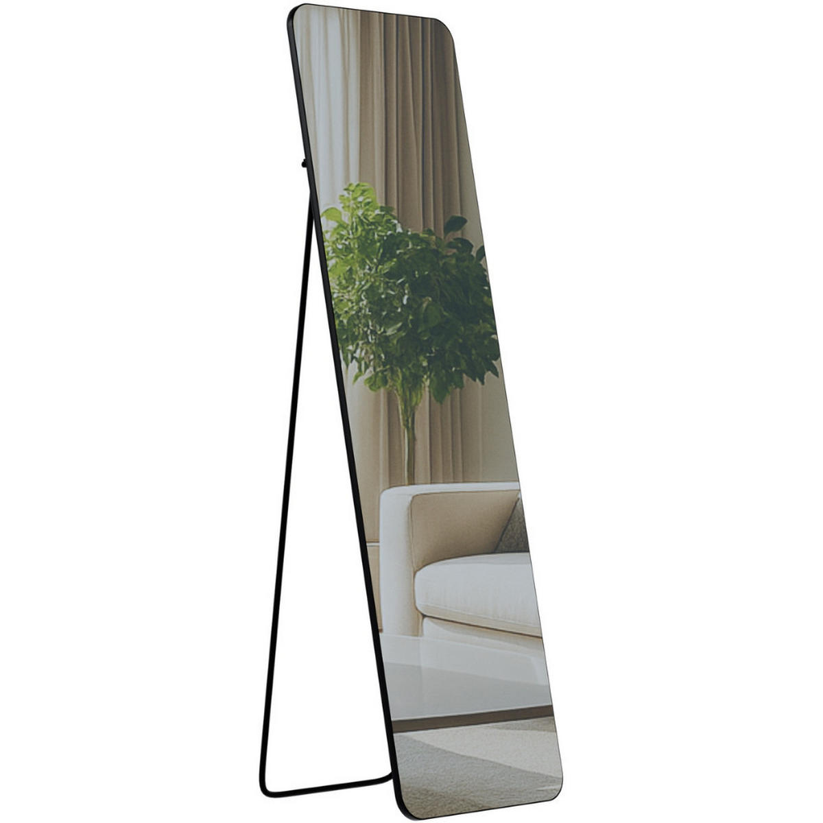 STANDSPIEGEL Murcia Glas Schwarz-matt Ganzkörperspiegel - Schwarz, Glas (40/140/3cm) - DELUKE