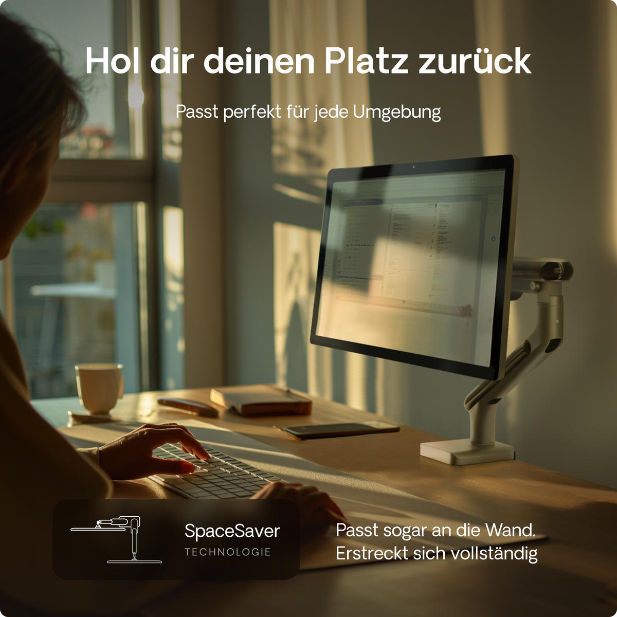 MONITORHALTERUNG, Schwarz, Tischhalterung für 1 Monitor 17"-32", VESA 75x75mm, VESA 100x100mm - Weiß, Kunststoff/Metall (55.9/11.5/60cm) - Desktronic