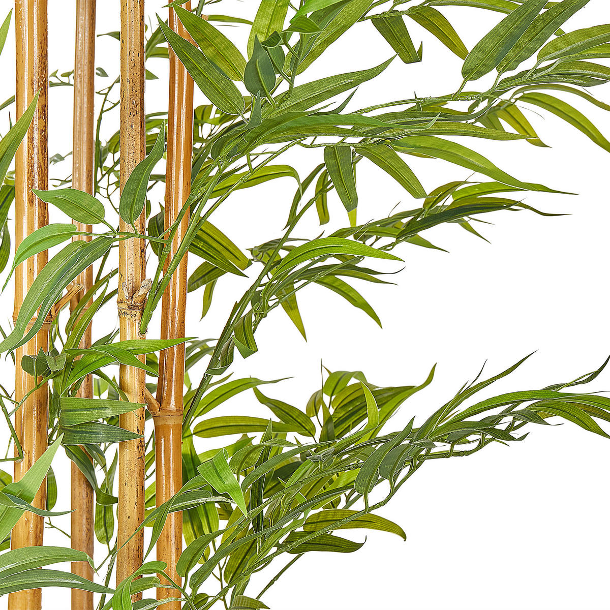 KUNSTPFLANZE im Blumentopf 220 cm Grün/Heller Holzfarbton Bamboo - Hellbraun/Grün, Kunststoff (220cm) - Beliani