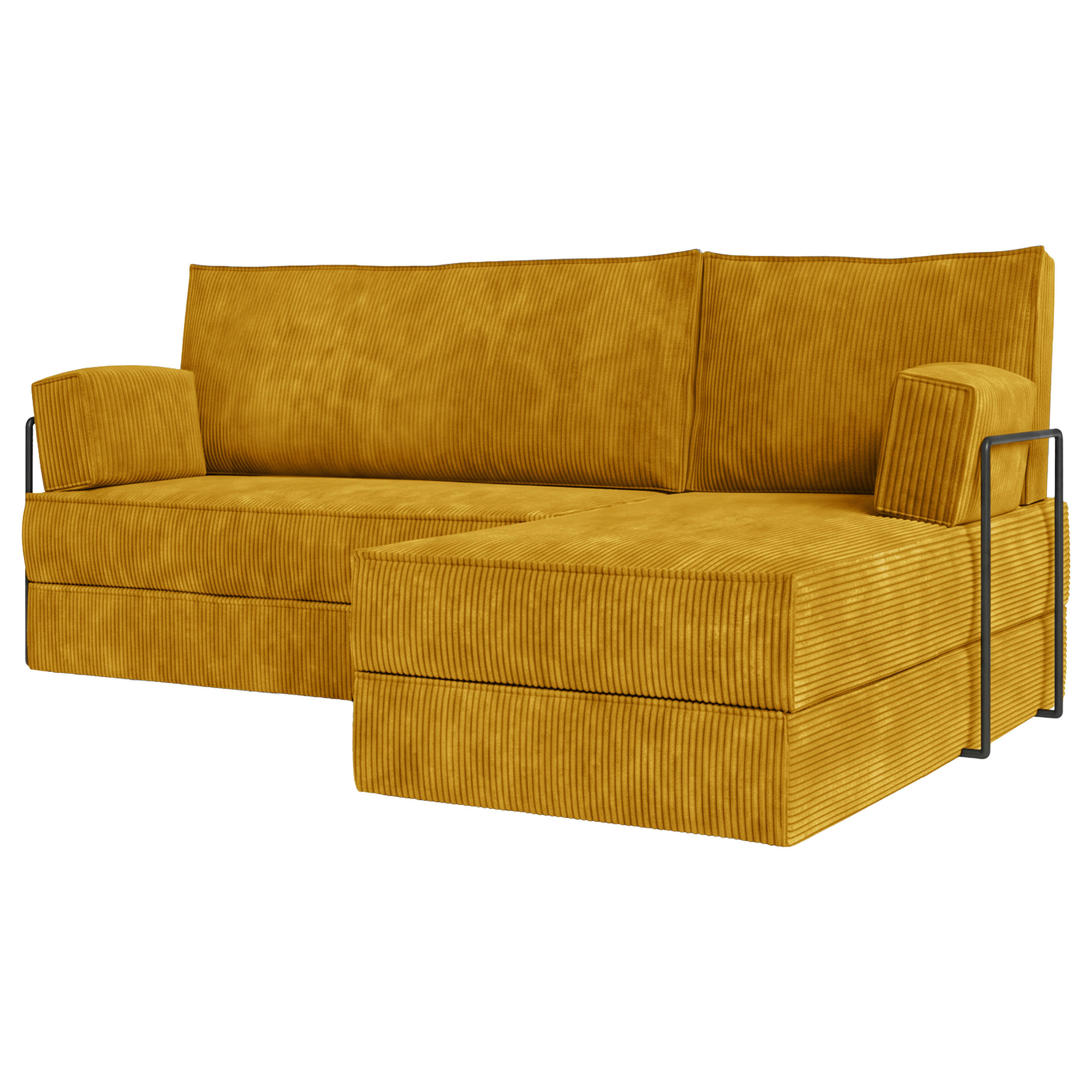 ECKSOFA NOTIA modulares Boneless Sofa mit Schlaffunktion Gelb Cordstoff - Gelb, Textil (200/120cm) - MASSENO