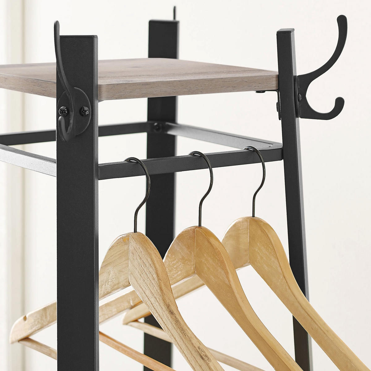 GARDEROBENSTÄNDER KLEIDERSTÄNDER - Schwarz, Holzwerkstoff (43/180/43cm) - Hansiro