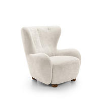 SESSEL MIST, Polstersessel Klassisch Loungesessel, Chenille-Stoff Creme - Creme, Holz/Holzwerkstoff (88/91/100cm) - MASSENO