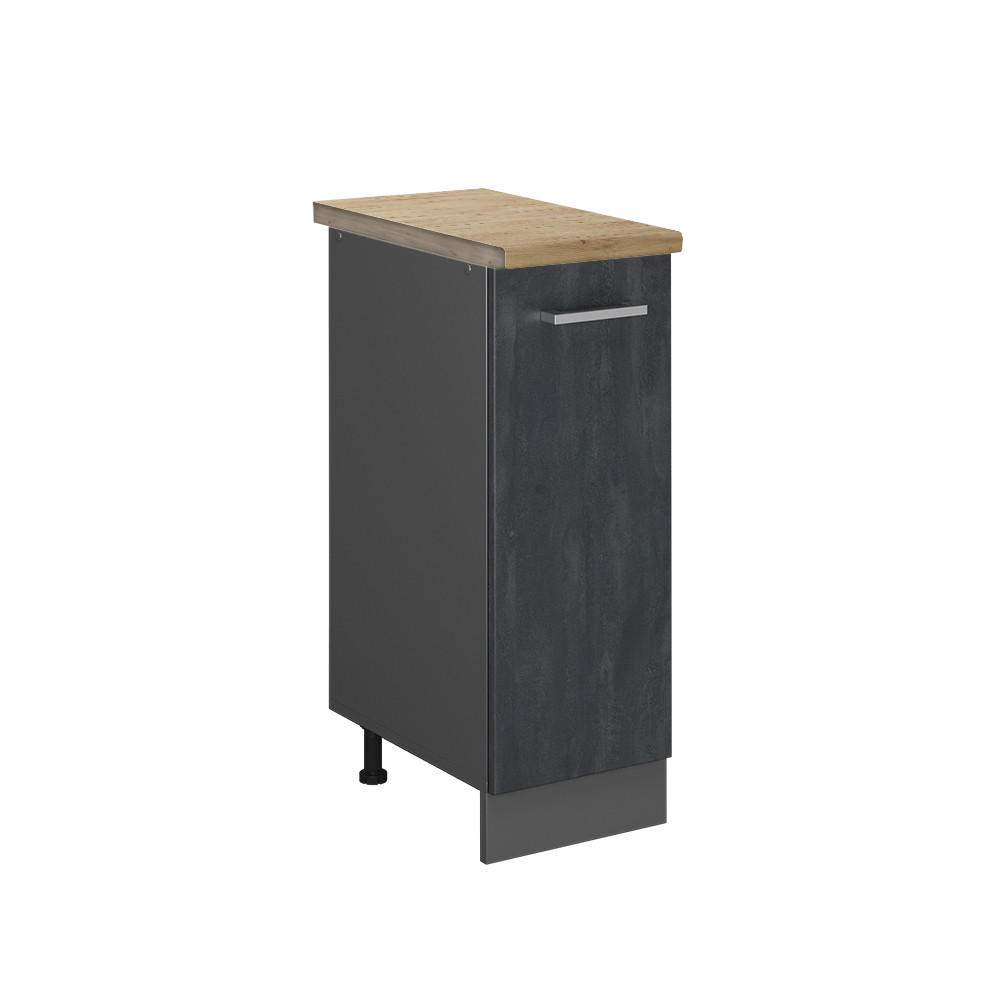 APOTHEKERSCHRANK R-Line Schwarz Beton 30 cm AP Eiche - Anthrazit/Schwarz, Holzwerkstoff (30/81.6/60cm) - Vicco