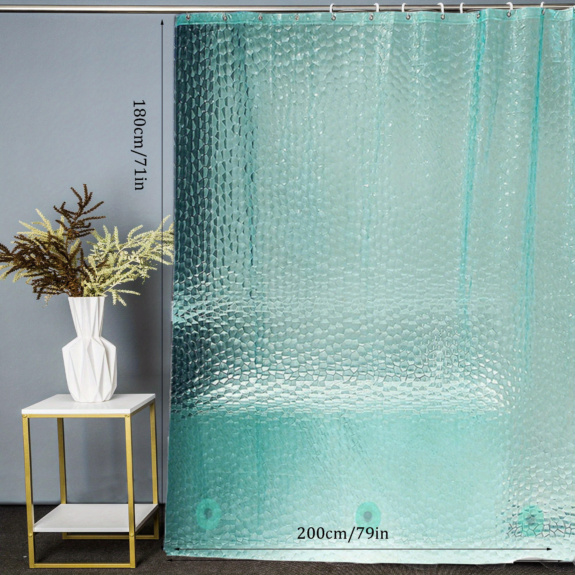 DUSCHVORHANG wasserdicht 180 x 200 cm für Dekoration Badezimmer Zuhause - Grün, Kunststoff (2/1.8cm) - MCBOSON