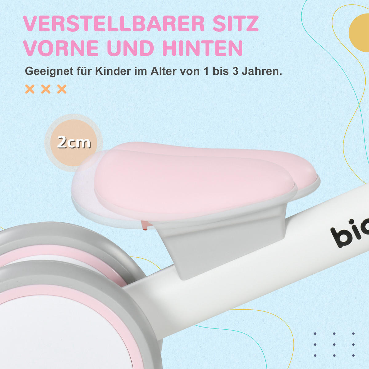 KINDER Laufrad Lauffahrrad ab 1 Jahr mit TPU-Rädern keine Schrauben Rosa+Weiß - Rosa, Metall (56/27/39cm) - AIYAPLAY