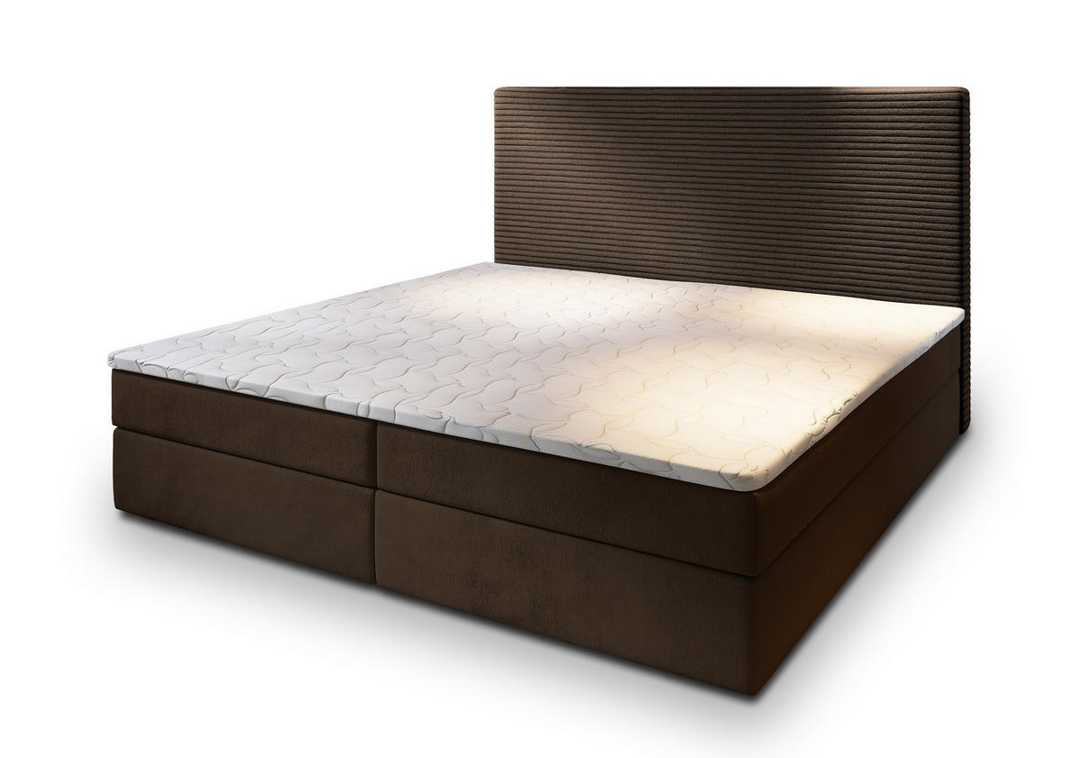 POSTEL BOXSPRING GIARRO 180x200 cm, s matrací a úložným prostorem, hnědá - hnědá, kompozitní dřevo/textil (180/200cm) - MASSENO