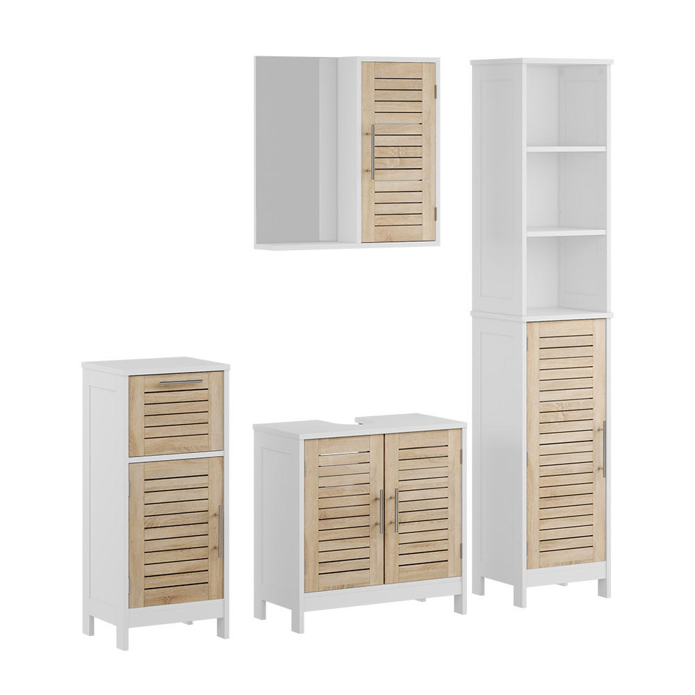 BADRUMSM&Ouml;BELSET Looma, Vit/ek, 4 delar Vit, Ekf&auml;rgad 60/60/29.6 cm